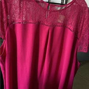 Anthology berry lace top blouse short sleeve Women’s Plus Size 28 NWOT